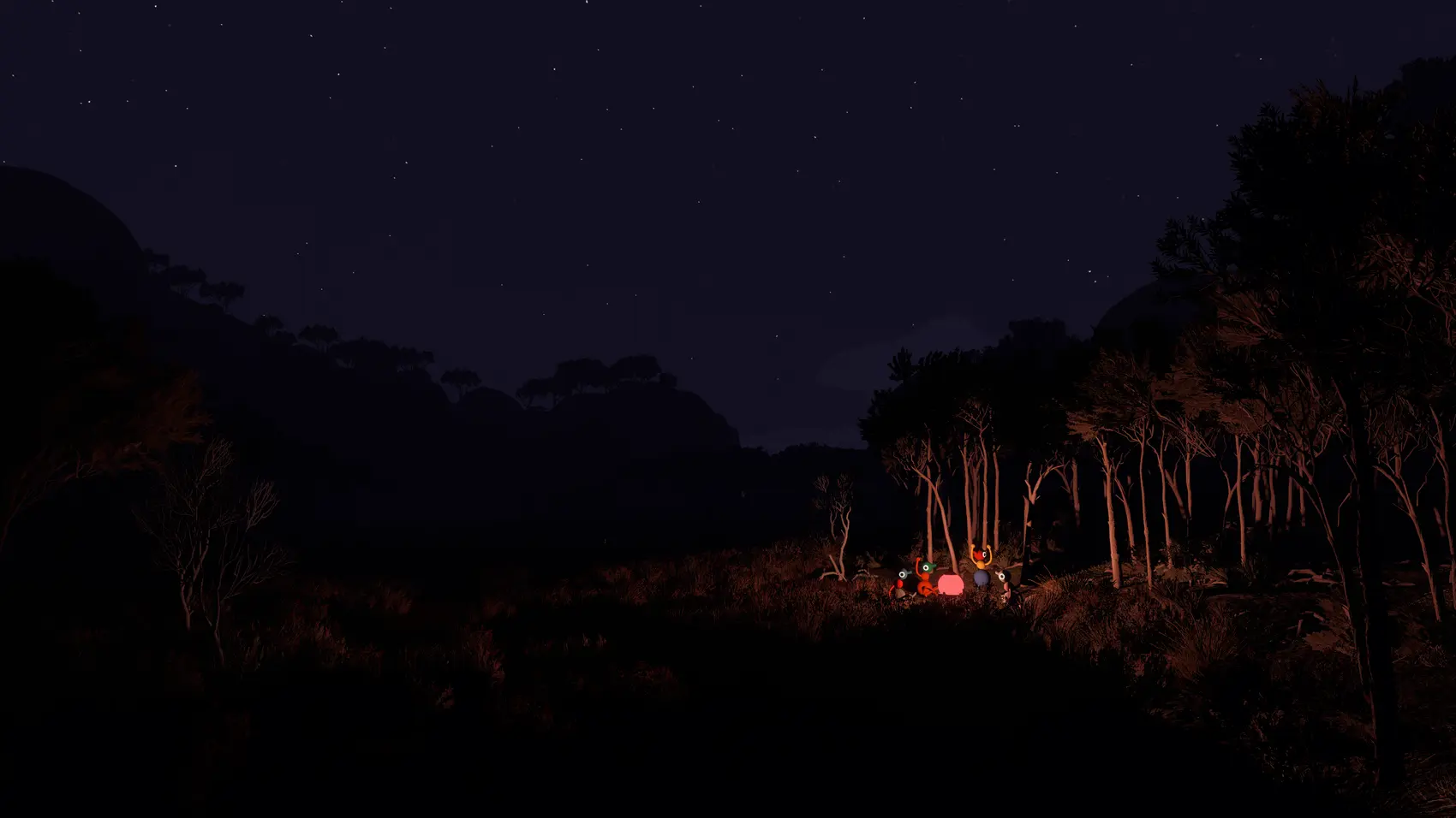 Big Walk players using lights to stay together in a dark forest